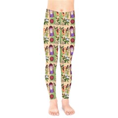 Purple Glasses Girl Pattern Peach Kids  Leggings by snowwhitegirl