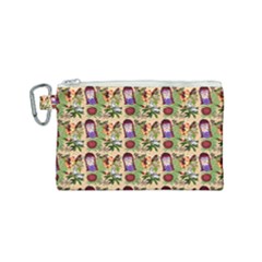 Purple Glasses Girl Pattern Peach Canvas Cosmetic Bag (small) by snowwhitegirl