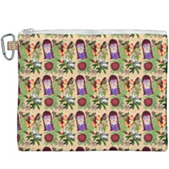 Purple Glasses Girl Pattern Peach Canvas Cosmetic Bag (xxxl) by snowwhitegirl