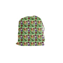 Purple Glasses Girl Pattern Green Drawstring Pouch (small) by snowwhitegirl