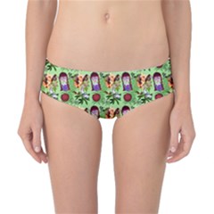 Purple Glasses Girl Pattern Green Classic Bikini Bottoms by snowwhitegirl