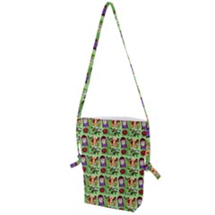 Purple Glasses Girl Pattern Green Folding Shoulder Bag by snowwhitegirl