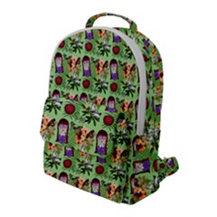 Purple Glasses Girl Pattern Green Flap Pocket Backpack (large) by snowwhitegirl