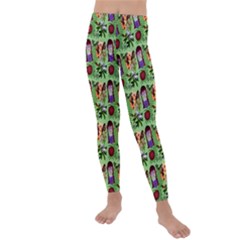 Purple Glasses Girl Pattern Green Kids  Lightweight Velour Leggings by snowwhitegirl