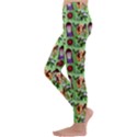 Purple Glasses Girl Pattern Green Kids  Lightweight Velour Leggings View2