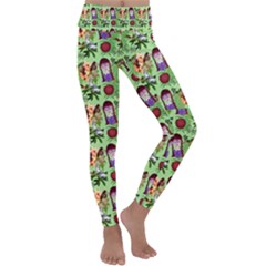 Purple Glasses Girl Pattern Green Kids  Lightweight Velour Classic Yoga Leggings by snowwhitegirl