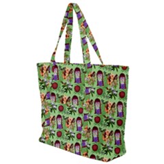 Purple Glasses Girl Pattern Green Zip Up Canvas Bag by snowwhitegirl