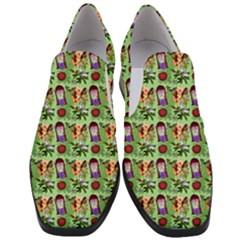 Purple Glasses Girl Pattern Green Women Slip On Heel Loafers by snowwhitegirl