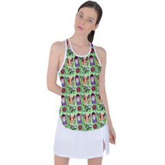 Purple Glasses Girl Pattern Green Racer Back Mesh Tank Top by snowwhitegirl