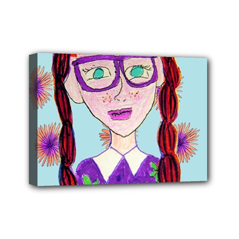 Purple Glasses Girl Wall Mini Canvas 7  X 5  (stretched) by snowwhitegirl