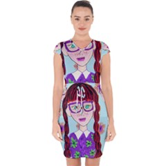 Purple Glasses Girl Wall Capsleeve Drawstring Dress  by snowwhitegirl