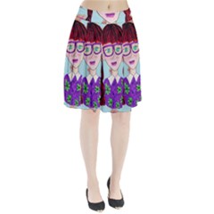 Purple Glasses Girl Wall Pleated Skirt by snowwhitegirl