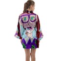 Purple Glasses Girl Wall Long Sleeve Satin Kimono View2