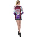 Purple Glasses Girl Wall Long Sleeve Satin Shirt View2