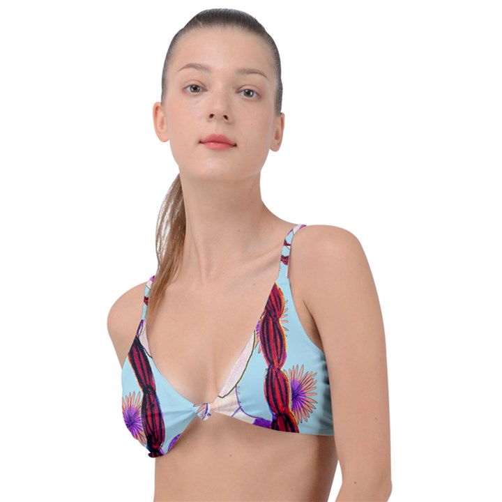 Purple Glasses Girl Wall Knot Up Bikini Top