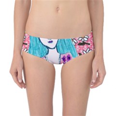 Blue Haired Girl Wall Classic Bikini Bottoms by snowwhitegirl