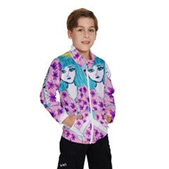 Blue Haired Girl Wall Kids  Windbreaker by snowwhitegirl