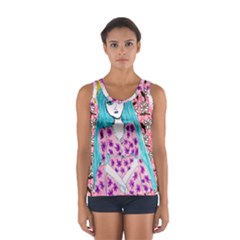 Blue Haired Girl Wall Sport Tank Top  by snowwhitegirl