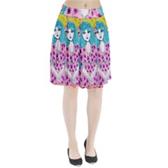 Blue Haired Girl Wall Pleated Skirt by snowwhitegirl