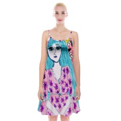 Blue Haired Girl Wall Spaghetti Strap Velvet Dress by snowwhitegirl