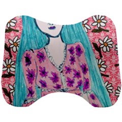 Blue Haired Girl Wall Head Support Cushion by snowwhitegirl