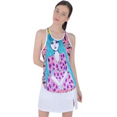 Blue Haired Girl Wall Racer Back Mesh Tank Top by snowwhitegirl