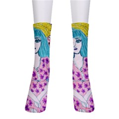 Blue Haired Girl Wall Men s Crew Socks by snowwhitegirl