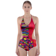 Colorful Leg Warmers Cut-out One Piece Swimsuit