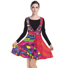 Colorful Leg Warmers Plunge Pinafore Dress by snowwhitegirl