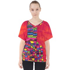 Colorful Leg Warmers V-neck Dolman Drape Top by snowwhitegirl