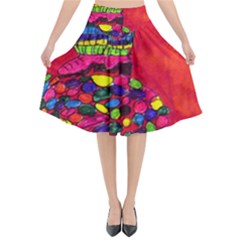 Colorful Leg Warmers Flared Midi Skirt by snowwhitegirl