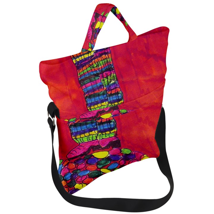 Colorful Leg Warmers Fold Over Handle Tote Bag