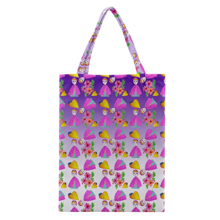 Girl With Hood Cape Heart Lemon Patternpurple Ombre Classic Tote Bag