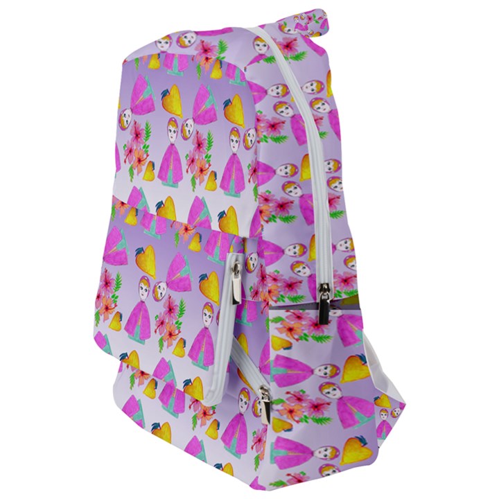 Girl With Hood Cape Heart Lemon Patternpurple Ombre Travelers  Backpack