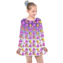 Girl With Hood Cape Heart Lemon Patternpurple Ombre Kids  Long Sleeve Dress View1