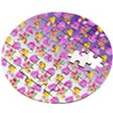 Girl With Hood Cape Heart Lemon Patternpurple Ombre Wooden Puzzle Round View2