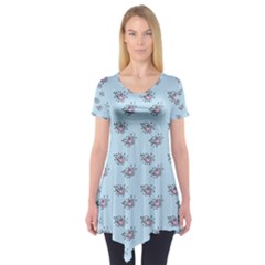 Zodiac Bat Pink Blue Short Sleeve Tunic  by snowwhitegirl