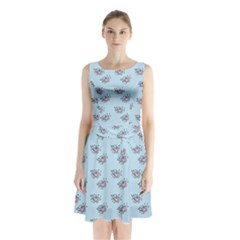 Zodiac Bat Pink Blue Sleeveless Waist Tie Chiffon Dress by snowwhitegirl