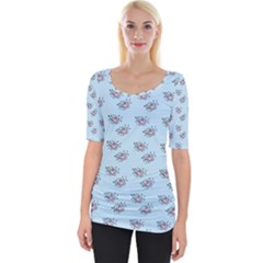 Zodiac Bat Pink Blue Wide Neckline Tee