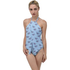 Zodiac Bat Pink Blue Go With The Flow One Piece Swimsuit by snowwhitegirl