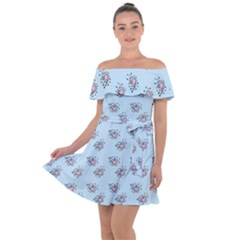 Zodiac Bat Pink Blue Off Shoulder Velour Dress