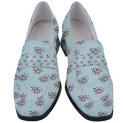 Zodiac Bat Pink Blue Women s Chunky Heel Loafers by snowwhitegirl