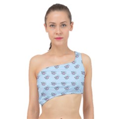 Zodiac Bat Pink Blue Spliced Up Bikini Top  by snowwhitegirl