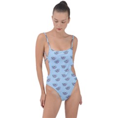 Zodiac Bat Pink Blue Tie Strap One Piece Swimsuit by snowwhitegirl