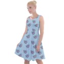 Zodiac Bat Pink Blue Knee Length Skater Dress View1