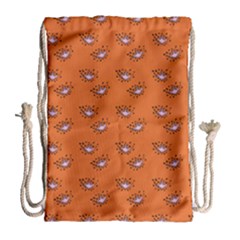 Zodiac Bat Pink Orange Drawstring Bag (large) by snowwhitegirl