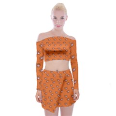 Zodiac Bat Pink Orange Off Shoulder Top With Mini Skirt Set by snowwhitegirl