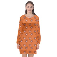 Zodiac Bat Pink Orange Long Sleeve Chiffon Shift Dress  by snowwhitegirl