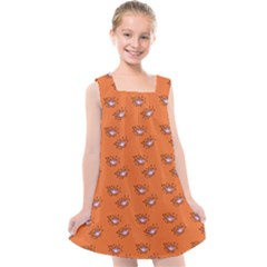 Zodiac Bat Pink Orange Kids  Cross Back Dress by snowwhitegirl