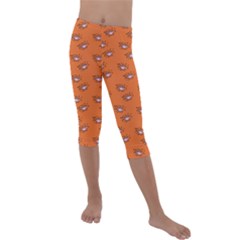 Zodiac Bat Pink Orange Kids  Lightweight Velour Capri Leggings  by snowwhitegirl